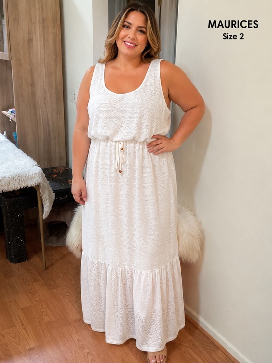Maurices Dresses & Skirts - Maurices White Lace Maxi Dress with attached mini skirt underneath - Size 2
